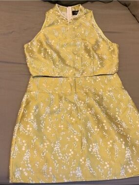 Cider Yellow Floral Two-Piece Skirt Set